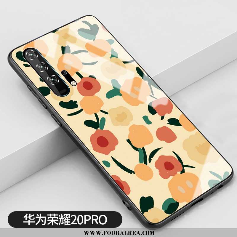 Fodral Honor 20 Pro Glas Blommor Enkel, Skal Honor 20 Pro Retro Gul