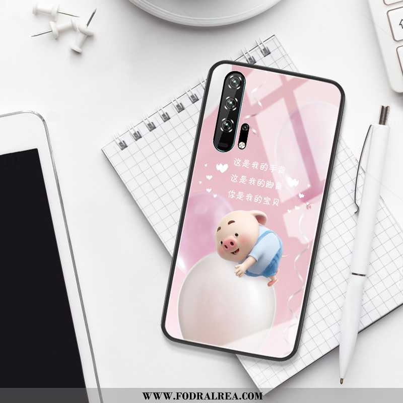 Fodral Honor 20 Pro Glas Mobil Telefon Tecknat, Skal Honor 20 Pro Personlighet Kreativa Rosa