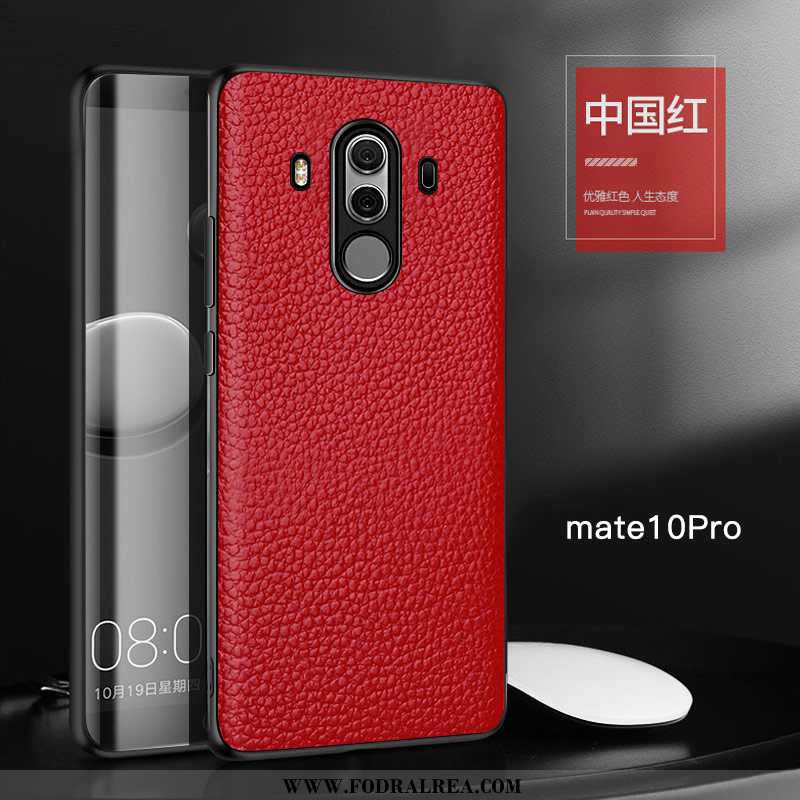 Fodral Huawei Mate 10 Pro Äkta Läder Skydd All Inclusive, Skal Huawei Mate 10 Pro Läder Röd