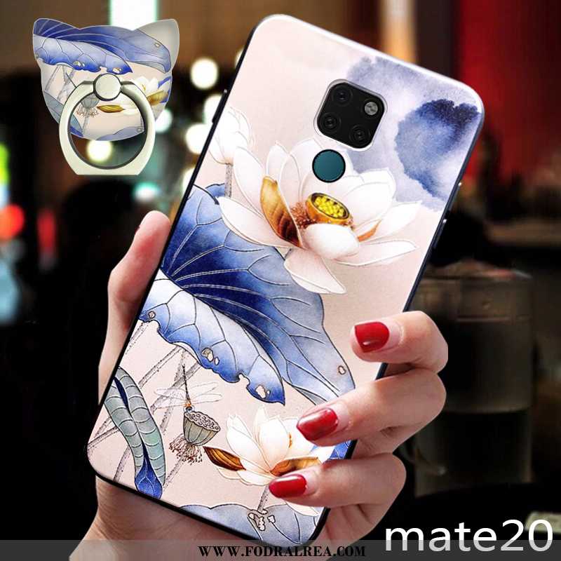 Fodral Huawei Mate 20 Silikon Kinesisk Stil, Skal Huawei Mate 20 Skydd Mobil Telefon Mörkblå