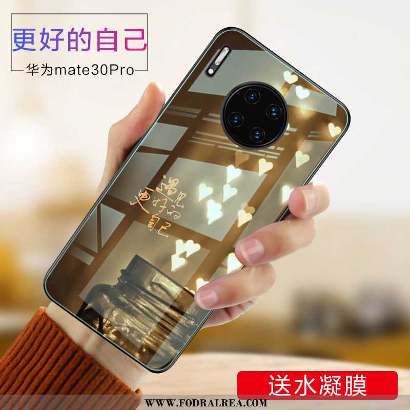 Fodral Huawei Mate 30 Pro Trend Glas Mobil Telefon, Skal Huawei Mate 30 Pro Skydd Fallskydd Guld