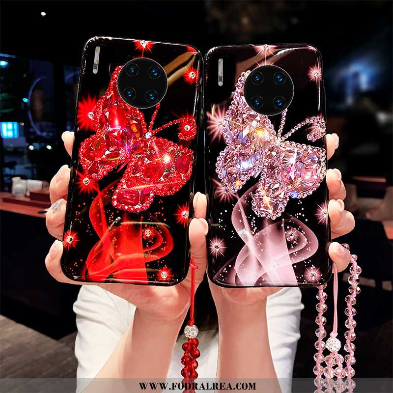 Fodral Huawei Mate 30 Skydd Net Red, Skal Huawei Mate 30 Strass Silikon Röd