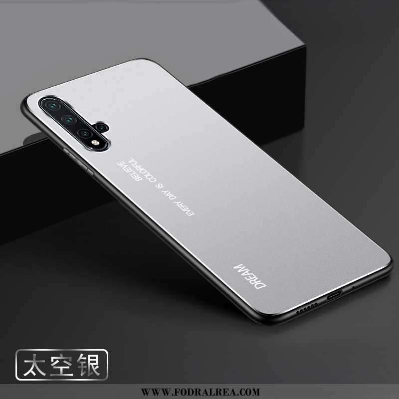 Fodral Huawei Nova 5t Nubuck Silver Fodral, Skal Huawei Nova 5t Metall