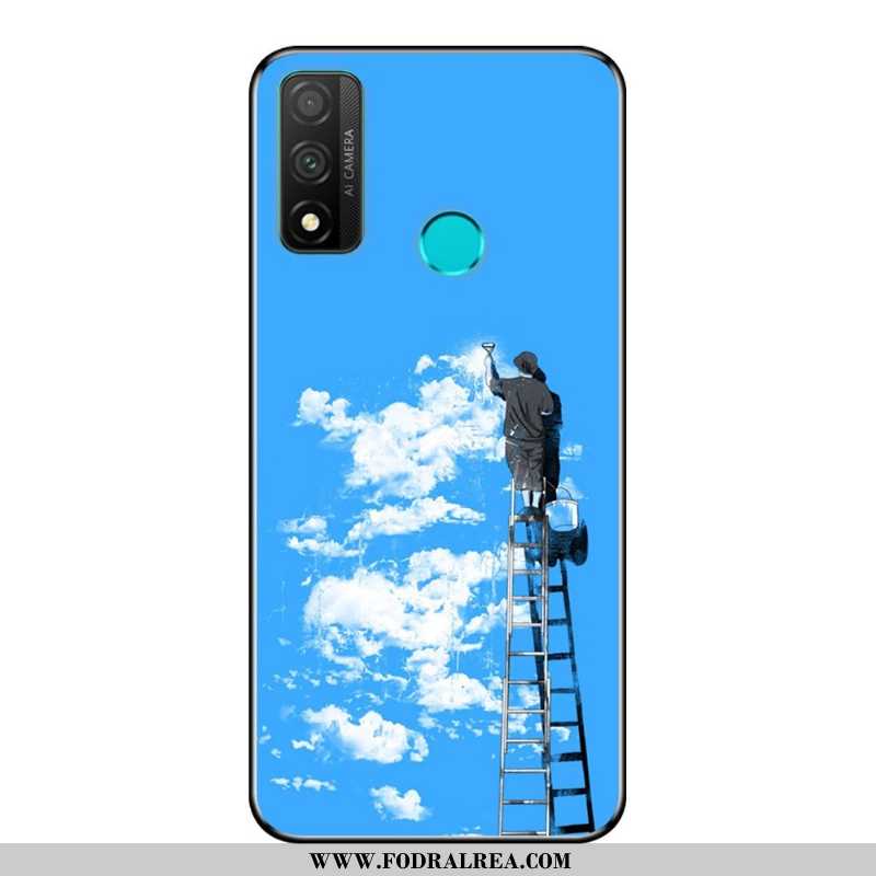 Fodral Huawei P Smart 2020 Nubuck Skydd Mobil Telefon, Skal Huawei P Smart 2020 Tecknat Mjuk Blå