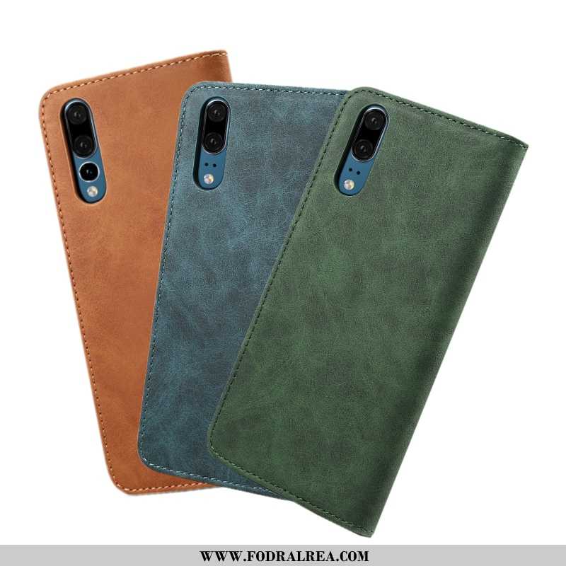 Fodral Huawei P20 Skydd Mobil Telefon Fallskydd, Skal Huawei P20 Läderfodral All Inclusive Army Grön