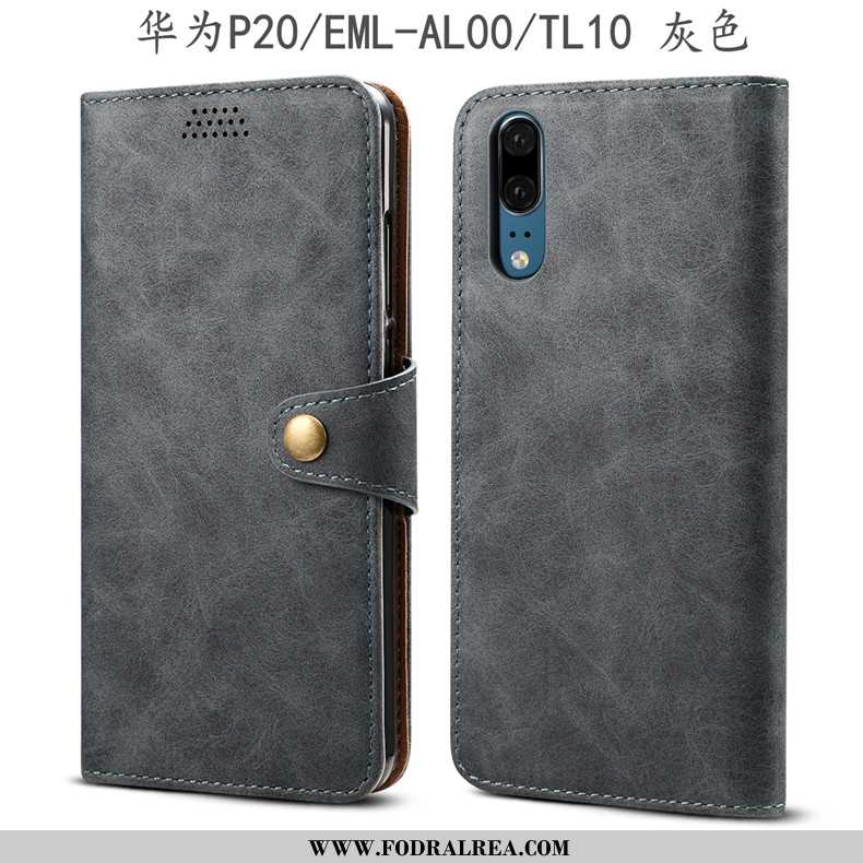 Fodral Huawei P20 Skydd Mobil Telefon Fallskydd, Skal Huawei P20 Läderfodral All Inclusive Army Grön