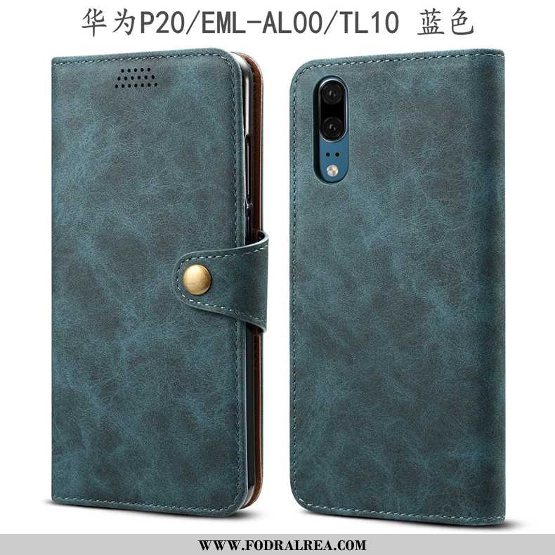 Fodral Huawei P20 Skydd Mobil Telefon Fallskydd, Skal Huawei P20 Läderfodral All Inclusive Army Grön