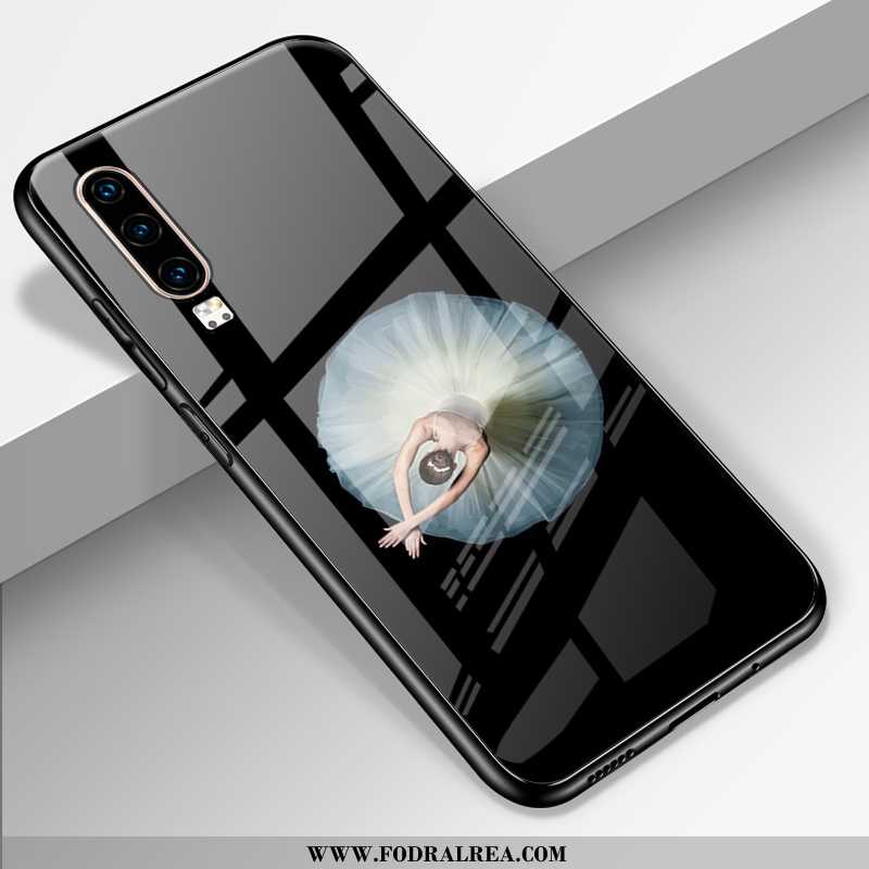 Fodral Huawei P30 Lyxiga Spegel Anpassa, Skal Huawei P30 Personlighet Glas Svarta