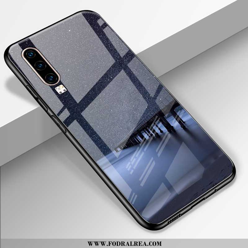 Fodral Huawei P30 Lyxiga Spegel Anpassa, Skal Huawei P30 Personlighet Glas Svarta