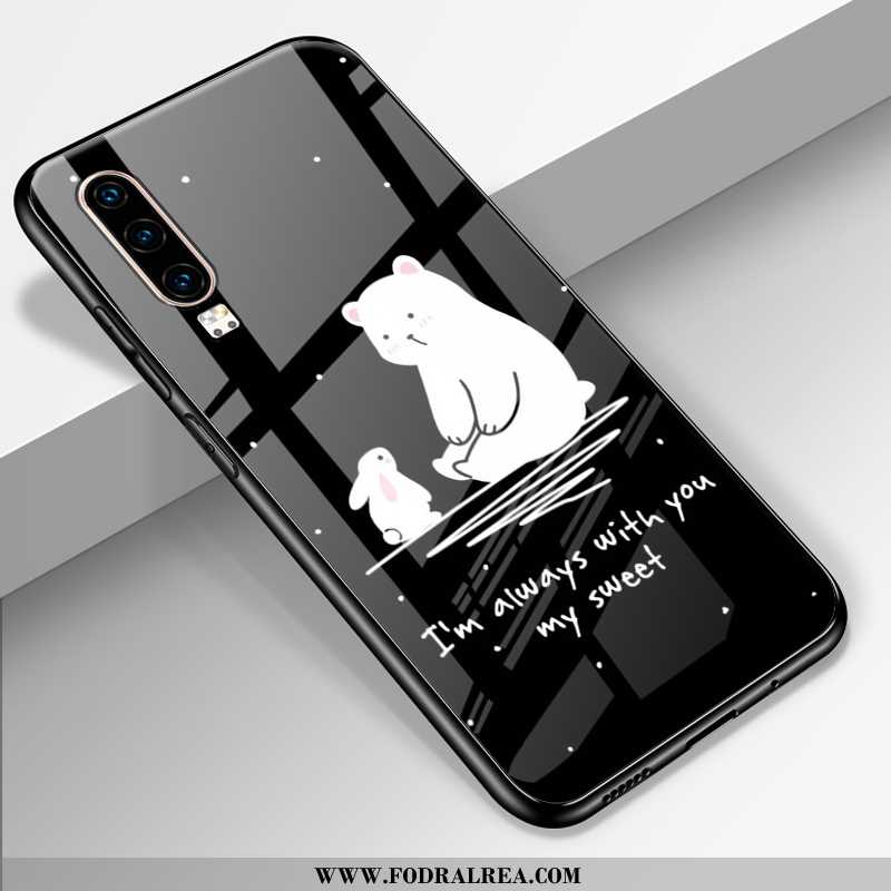 Fodral Huawei P30 Lyxiga Spegel Anpassa, Skal Huawei P30 Personlighet Glas Svarta