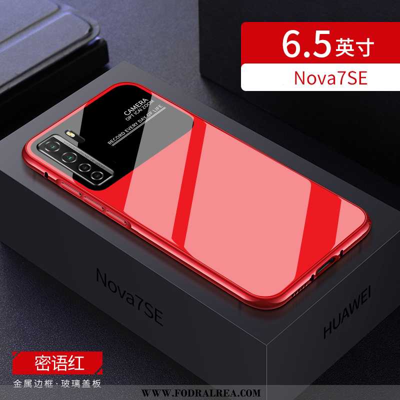 Fodral Huawei P40 Lite 5g Glas Net Red Fallskydd, Skal Huawei P40 Lite 5g Personlighet Tunn Röd