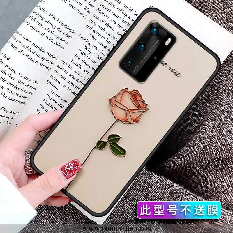 Fodral Huawei P40 Pro Kreativa Mjuk Nubuck, Skal Huawei P40 Pro Lättnad Fallskydd Beige