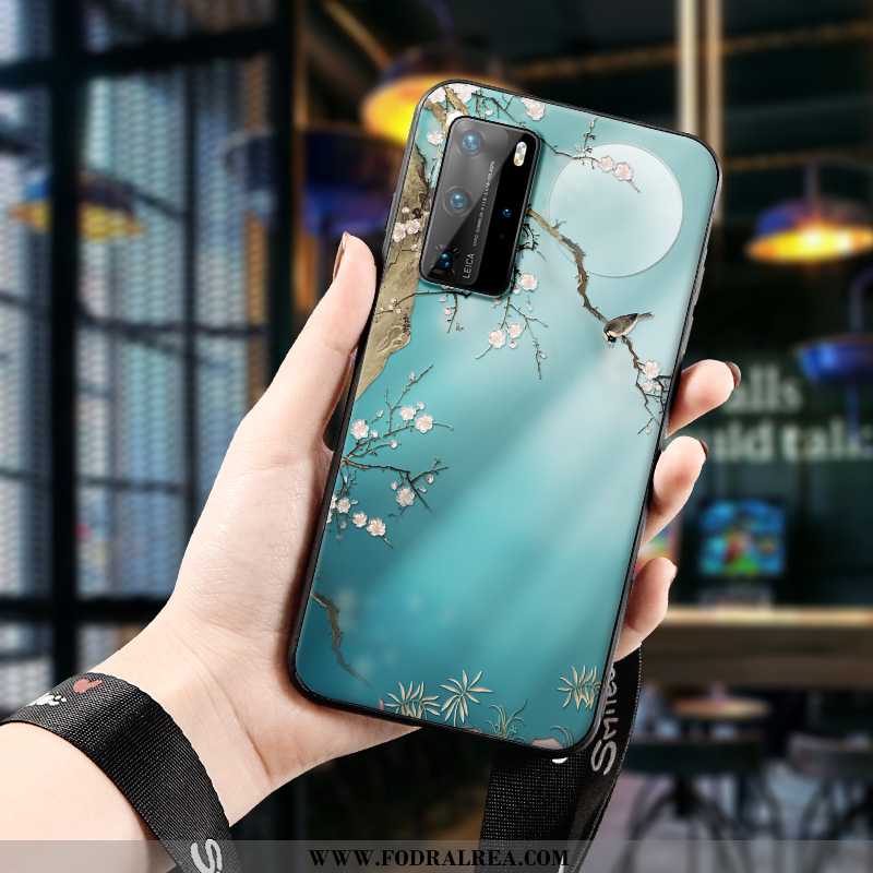 Fodral Huawei P40 Pro Silikon Konst All Inclusive, Skal Huawei P40 Pro Skydd Kinesisk Stil Grön