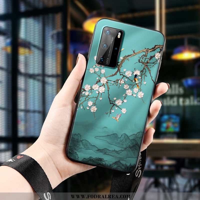 Fodral Huawei P40 Pro Silikon Konst All Inclusive, Skal Huawei P40 Pro Skydd Kinesisk Stil Grön