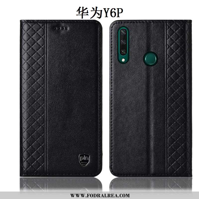 Fodral Huawei Y6p Skydd Skal Mobil Telefon, Huawei Y6p Äkta Läder Fallskydd Bruna