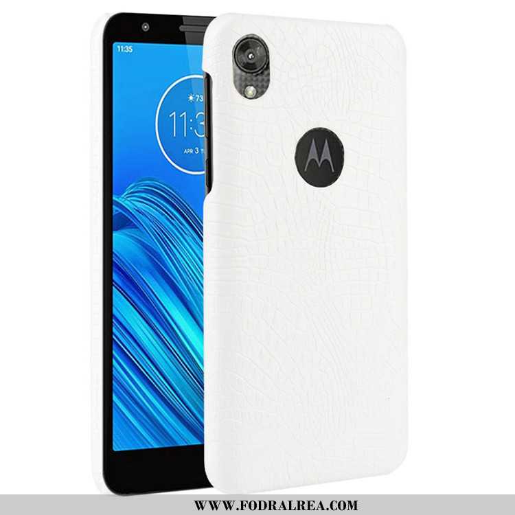 Fodral Moto E6 Plus Läder Krokodilmönster, Skal Moto E6 Plus Mönster Mobil Telefon Svarta