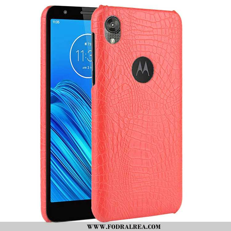 Fodral Moto E6 Plus Läder Krokodilmönster, Skal Moto E6 Plus Mönster Mobil Telefon Svarta