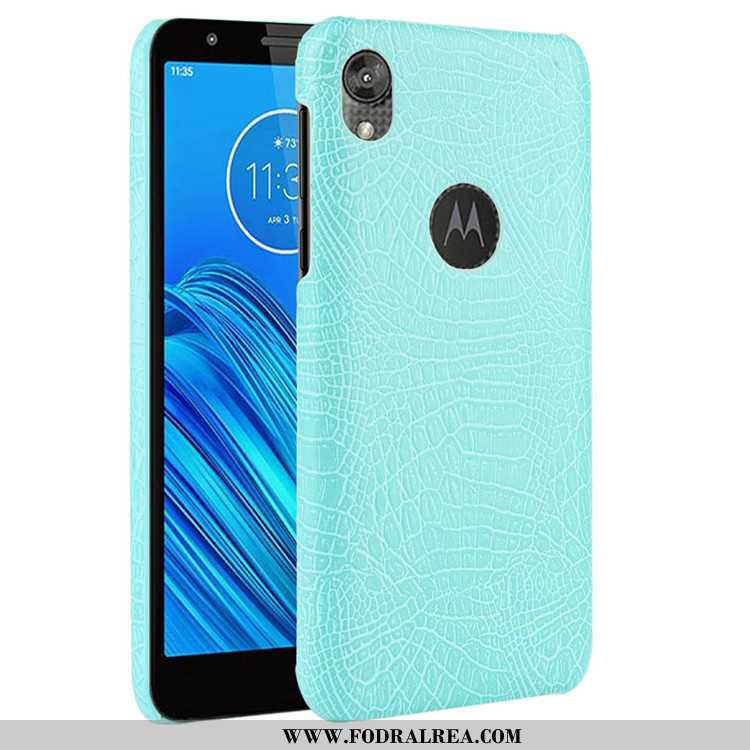 Fodral Moto E6 Plus Läder Krokodilmönster, Skal Moto E6 Plus Mönster Mobil Telefon Svarta