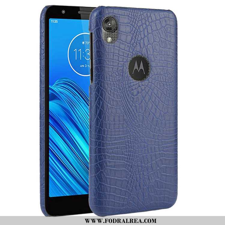 Fodral Moto E6 Plus Läder Krokodilmönster, Skal Moto E6 Plus Mönster Mobil Telefon Svarta