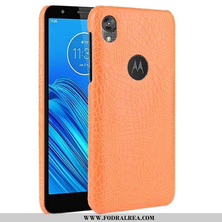 Fodral Moto E6 Plus Läder Krokodilmönster, Skal Moto E6 Plus Mönster Mobil Telefon Svarta