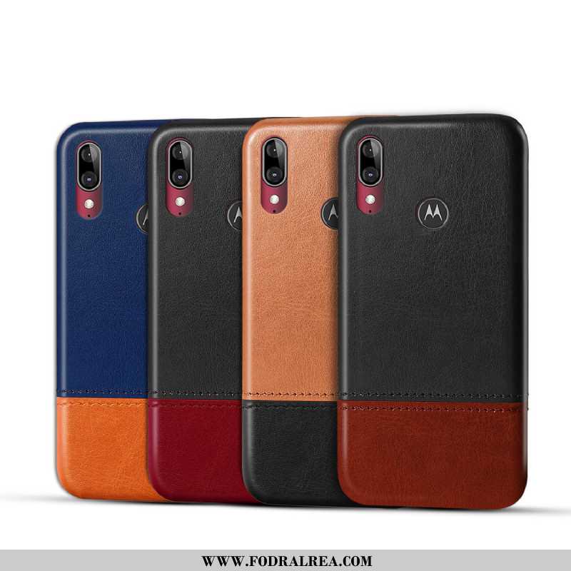 Fodral Moto E6 Plus Skydd Svart Mobil Telefon, Skal Moto E6 Plus Läderfodral Svarta