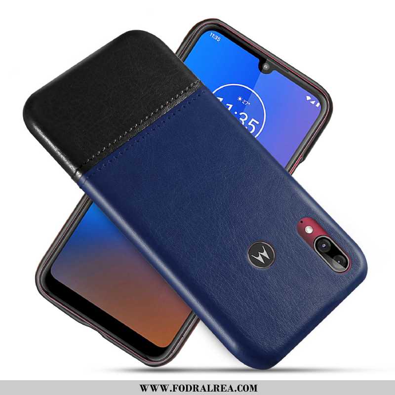 Fodral Moto E6 Plus Skydd Svart Mobil Telefon, Skal Moto E6 Plus Läderfodral Svarta