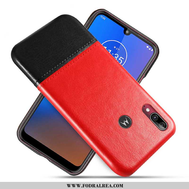 Fodral Moto E6 Plus Skydd Svart Mobil Telefon, Skal Moto E6 Plus Läderfodral Svarta