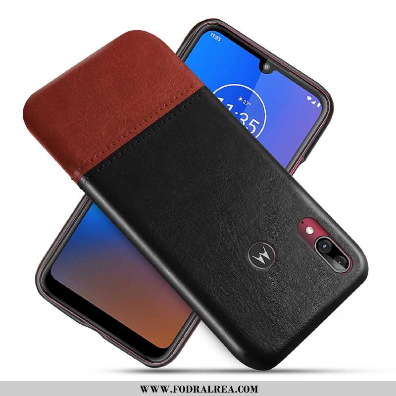 Fodral Moto E6 Plus Skydd Svart Mobil Telefon, Skal Moto E6 Plus Läderfodral Svarta