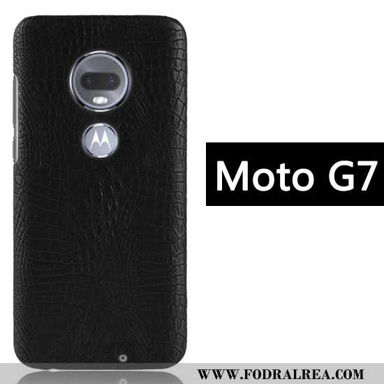 Fodral Moto G7 Mönster Krokodilmönster Business, Skal Moto G7 Kreativa Mobil Telefon Svarta