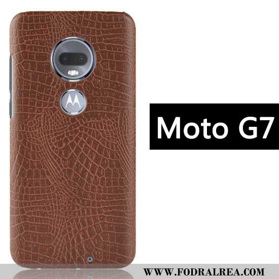 Fodral Moto G7 Mönster Krokodilmönster Business, Skal Moto G7 Kreativa Mobil Telefon Svarta