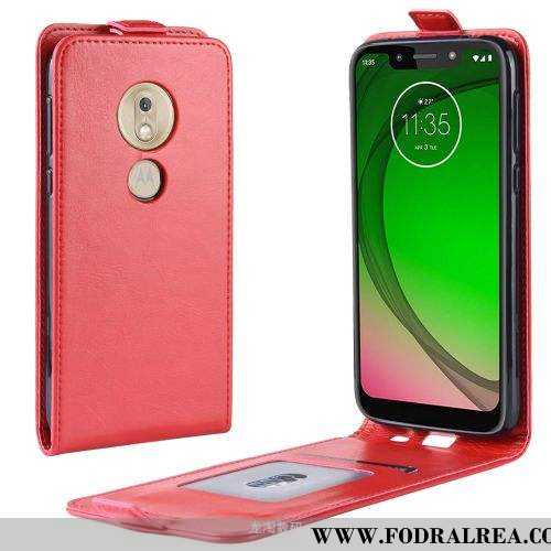 Fodral Moto G7 Play Mjuk Läderfodral All Inclusive, Skal Moto G7 Play Skydd Röd