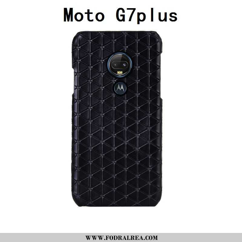 Fodral Moto G7 Plus Kreativa Anpassa Röd, Skal Moto G7 Plus Äkta Läder Fallskydd Röd