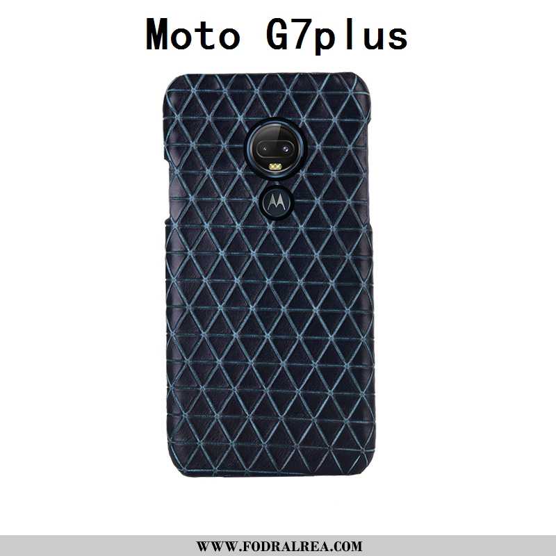 Fodral Moto G7 Plus Kreativa Anpassa Röd, Skal Moto G7 Plus Äkta Läder Fallskydd Röd