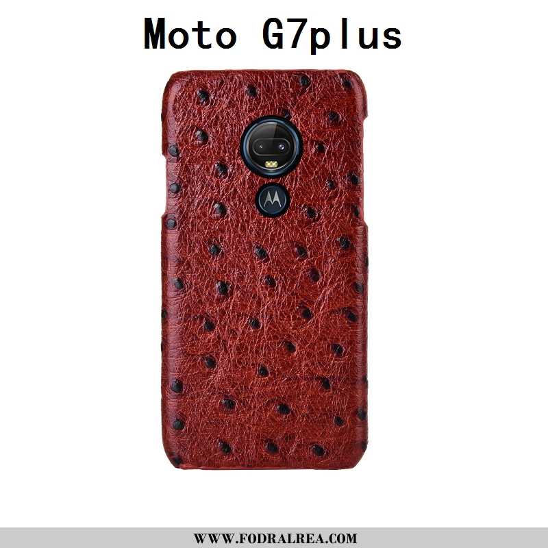 Fodral Moto G7 Plus Kreativa Bakre Omslag Mobil Telefon, Skal Moto G7 Plus Äkta Läder Svarta