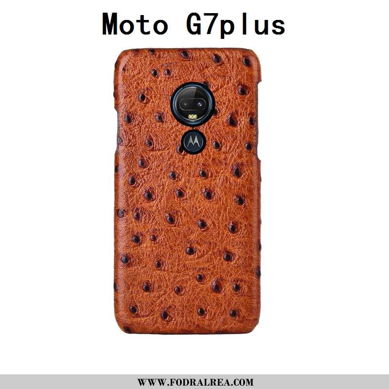 Fodral Moto G7 Plus Kreativa Bakre Omslag Mobil Telefon, Skal Moto G7 Plus Äkta Läder Svarta