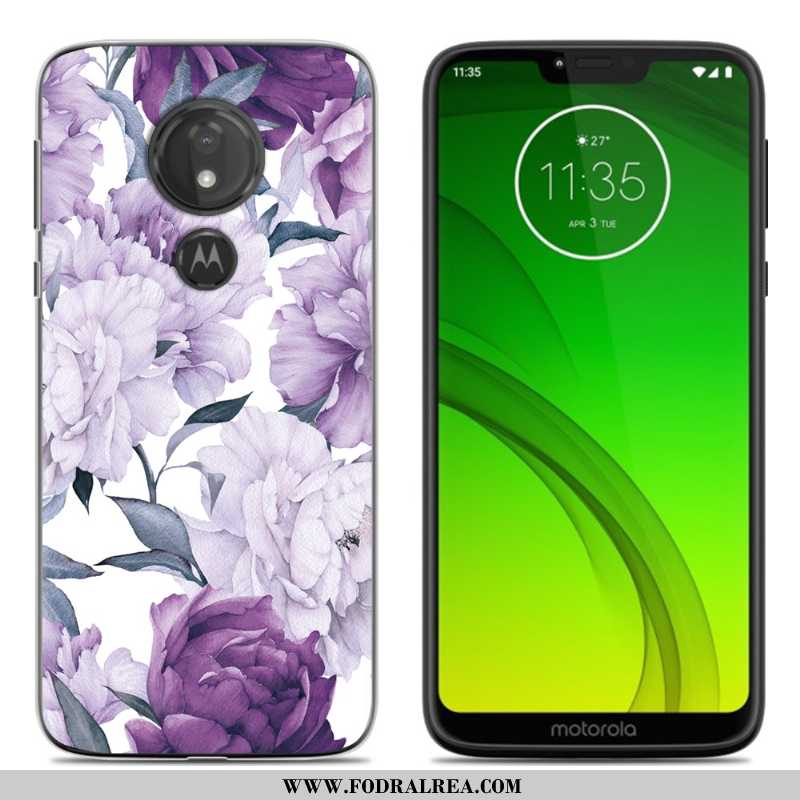 Fodral Moto G7 Power Mjuk All Inclusive Fodral, Skal Moto G7 Power Tecknat Purpur Lila