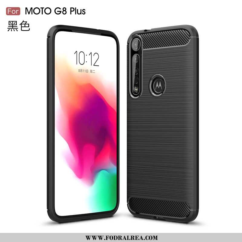 Fodral Moto G8 Plus Skydd Skal Glidskydds, Moto G8 Plus Mjuk Svart Svarta