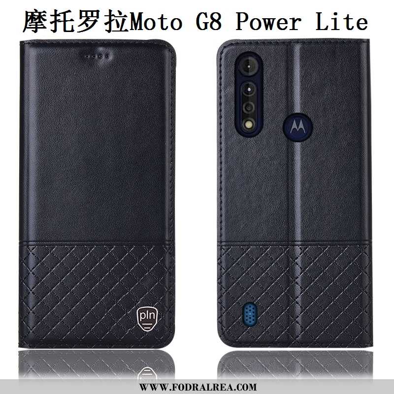 Fodral Moto G8 Power Lite Läderfodral Mobil Telefon Röd, Skal Moto G8 Power Lite Äkta Läder Fallskyd