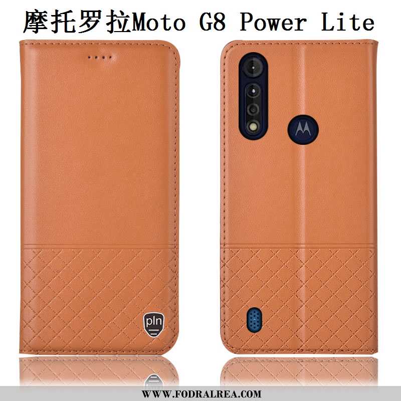 Fodral Moto G8 Power Lite Läderfodral Mobil Telefon Röd, Skal Moto G8 Power Lite Äkta Läder Fallskyd