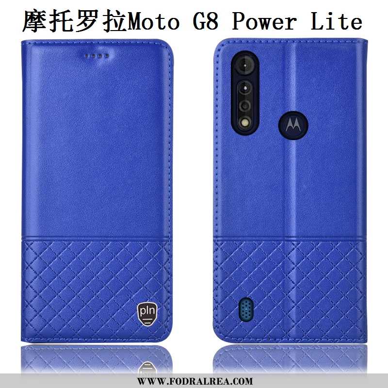 Fodral Moto G8 Power Lite Läderfodral Mobil Telefon Röd, Skal Moto G8 Power Lite Äkta Läder Fallskyd