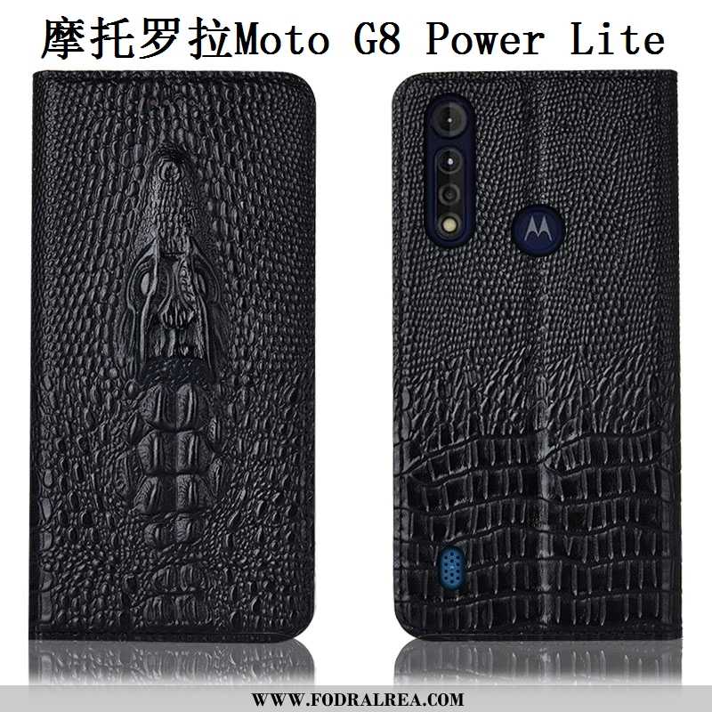 Fodral Moto G8 Power Lite Mönster Gul Mobil Telefon, Skal Moto G8 Power Lite Skydd Äkta Läder