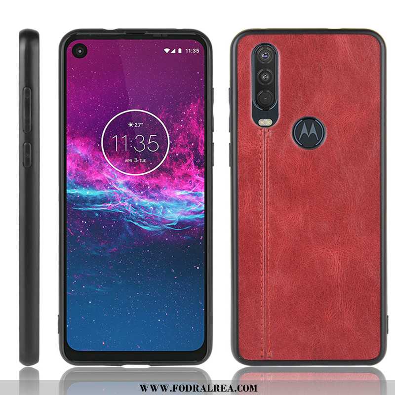 Fodral Motorola One Action Mönster Hård, Skal Motorola One Action Skydd Röd