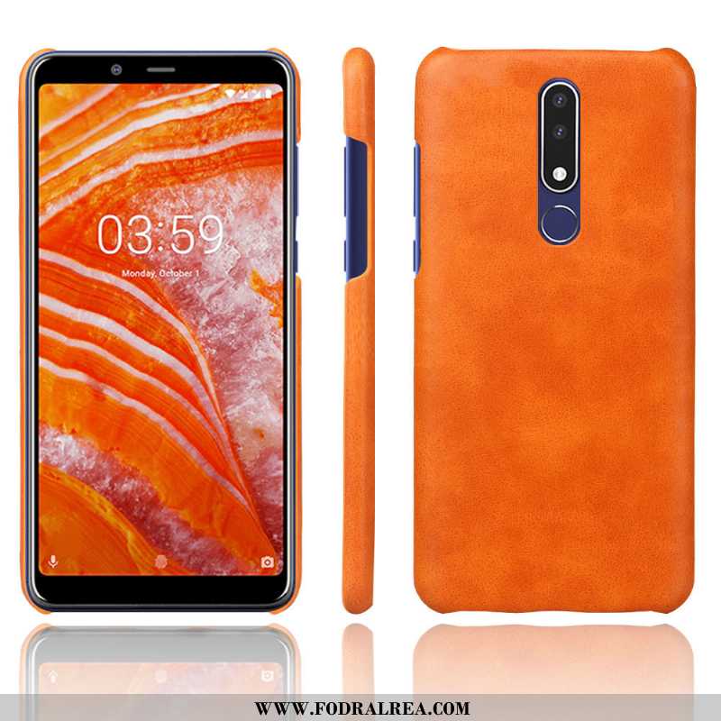 Fodral Nokia 3.1 Plus Läder Solid Färg Orange, Skal Nokia 3.1 Plus Mönster Orange