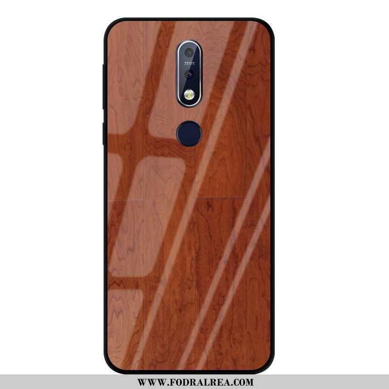 Fodral Nokia 7.1 Mönster Mobil Telefon, Skal Nokia 7.1 Wood Brun