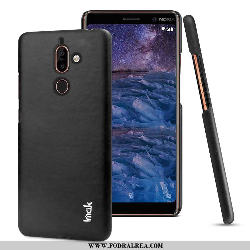 Fodral Nokia 7 Plus Läderfodral Mobil Telefon Fodral, Skal Nokia 7 Plus Läder Mönster Svarta