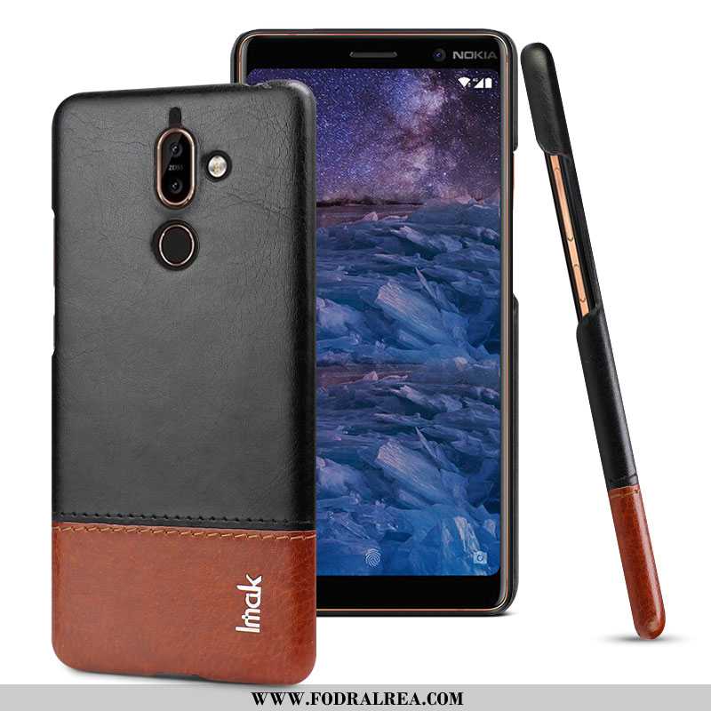 Fodral Nokia 7 Plus Läderfodral Mobil Telefon Fodral, Skal Nokia 7 Plus Läder Mönster Svarta