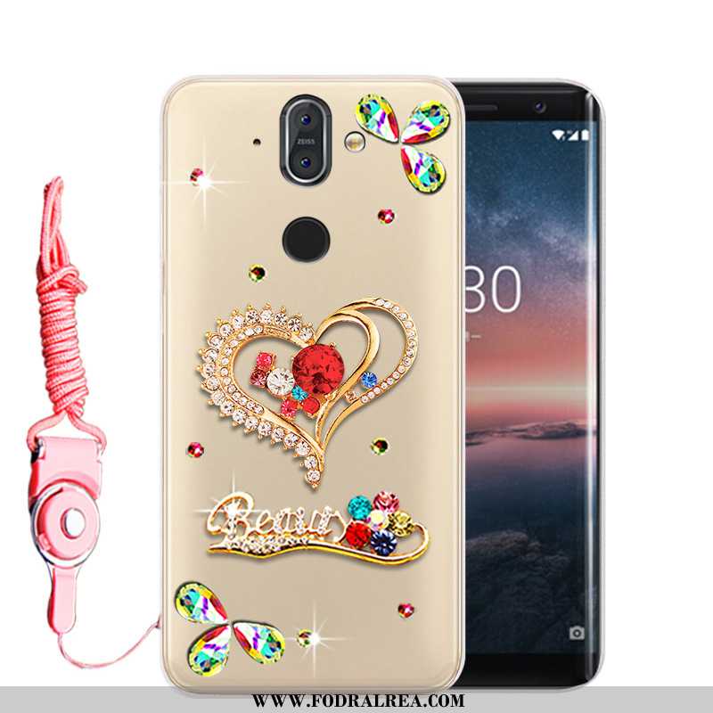 Fodral Nokia 8 Sirocco Strass Skal Fodral, Nokia 8 Sirocco Mjuk Fallskydd Guld