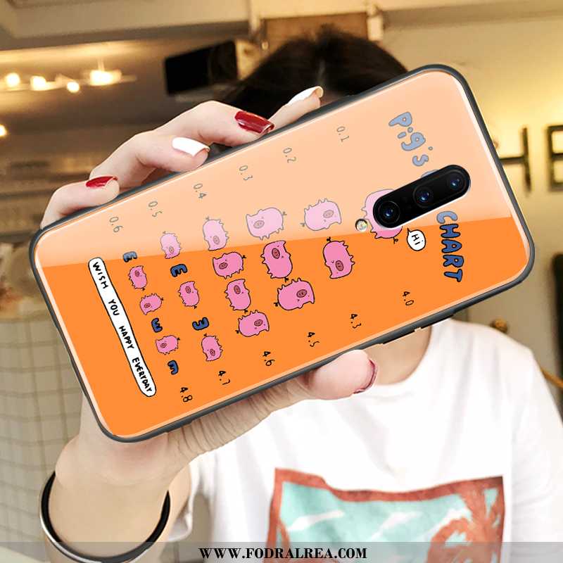 Fodral Oneplus 7 Pro Glas Kreativa Vacker, Skal Oneplus 7 Pro Personlighet Spegel Orange