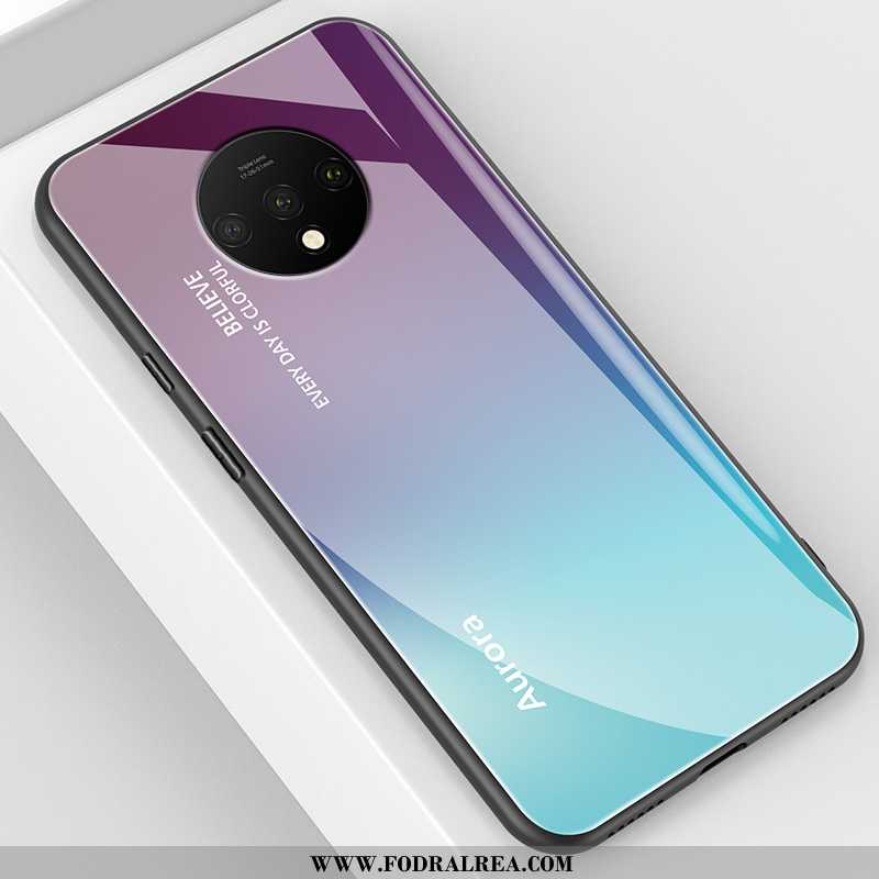 Fodral Oneplus 7t Silikon Glas Fodral, Skal Oneplus 7t Skydd Härdning Blå