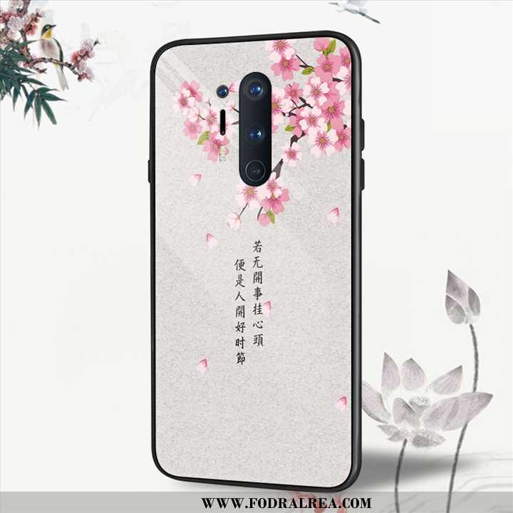 Fodral Oneplus 8 Pro Glas Blommor Skydd, Skal Oneplus 8 Pro Personlighet Kreativa Beige